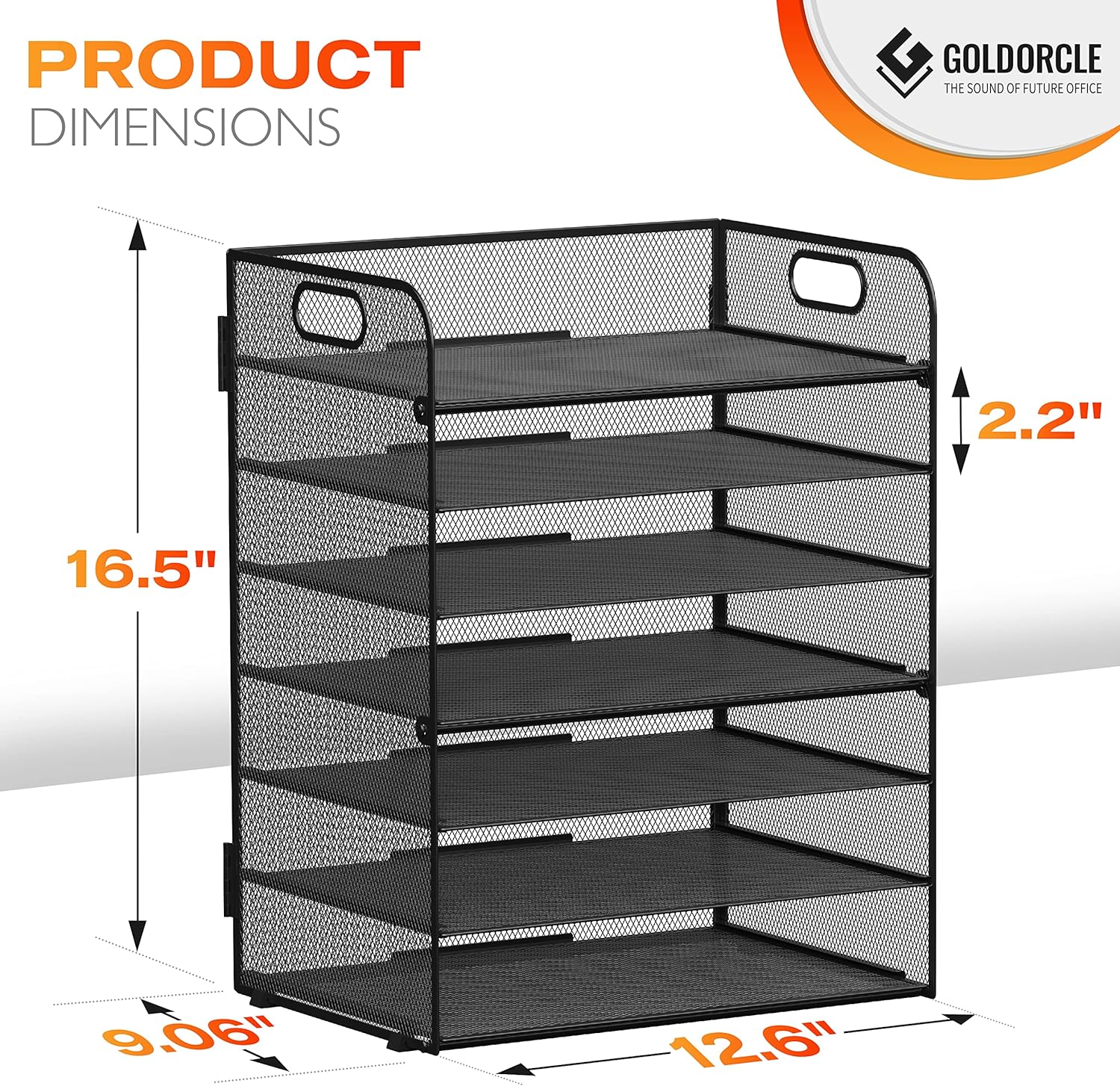 GoldOrcle 8 Tier Paper Letter Tray Organizer with Handles, Mesh Desk File Holder Storage Organization for Office School Desktop - Image 2